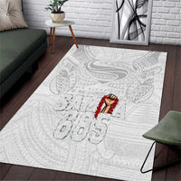 Super Samoa-Six Eight Five to The World Area Rug Traditional Samoan Tattoo All White LT03 White - Polynesian Pride