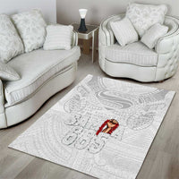 Super Samoa-Six Eight Five to The World Area Rug Traditional Samoan Tattoo All White LT03 - Polynesian Pride
