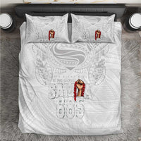Super Samoa-Six Eight Five to The World Bedding Set Traditional Samoan Tattoo All White LT03 White - Polynesian Pride