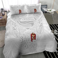 Super Samoa-Six Eight Five to The World Bedding Set Traditional Samoan Tattoo All White LT03 - Polynesian Pride