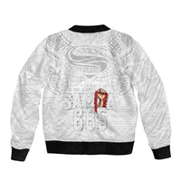 Super Samoa-Six Eight Five to The World Bomber Jacket Traditional Samoan Tattoo All White LT03 - Polynesian Pride