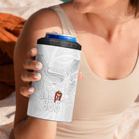 Super Samoa-Six Eight Five to The World 4 in 1 Can Cooler Tumbler Traditional Samoan Tattoo All White LT03 - Polynesian Pride
