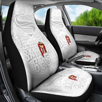 Super Samoa-Six Eight Five to The World Car Seat Cover Traditional Samoan Tattoo All White LT03 - Polynesian Pride