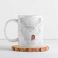 Super Samoa-Six Eight Five to The World Ceramic Mug Traditional Samoan Tattoo All White LT03 White - Polynesian Pride