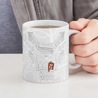 Super Samoa-Six Eight Five to The World Ceramic Mug Traditional Samoan Tattoo All White LT03 - Polynesian Pride