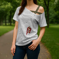 Super Samoa-Six Eight Five to The World Cross Shoulder Shirt Traditional Samoan Tattoo All White LT03 - Polynesian Pride