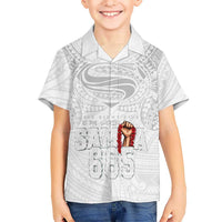Super Samoa-Six Eight Five to The World Family Matching Long Sleeve Bodycon Dress and Hawaiian Shirt Traditional Samoan Tattoo All White