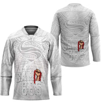 Super Samoa-Six Eight Five to The World Hockey Jersey Traditional Samoan Tattoo All White LT03 - Polynesian Pride
