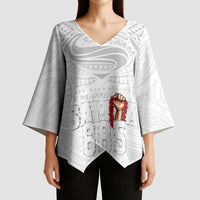 Super Samoa-Six Eight Five to The World Kimono Sleeve Blouse Traditional Samoan Tattoo All White LT03 - Polynesian Pride