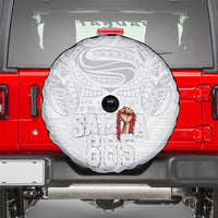 Super Samoa-Six Eight Five to The World Spare Tire Cover Traditional Samoan Tattoo All White LT03 - Polynesian Pride