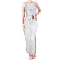 Super Samoa-Six Eight Five to The World Tank Maxi Dress Traditional Samoan Tattoo All White LT03 Women White - Polynesian Pride