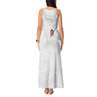 Super Samoa-Six Eight Five to The World Tank Maxi Dress Traditional Samoan Tattoo All White LT03 - Polynesian Pride