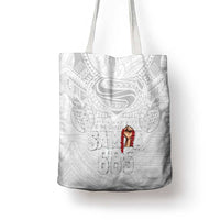 Super Samoa-Six Eight Five to The World Tote Bag Traditional Samoan Tattoo All White LT03 - Polynesian Pride