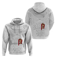 Super Samoa-Six Eight Five to The World Zip Hoodie Traditional Samoan Tattoo All White LT03 - Polynesian Pride