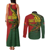 Sepik River Crocodile & Arts Festival Melanesian Pattern Couples Matching Tank Maxi Dress and Long Sleeve Button Shirt LT03 - Polynesian Pride