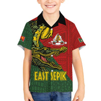 Sepik River Crocodile & Arts Festival Melanesian Pattern Family Matching Off The Shoulder Long Sleeve Dress and Hawaiian Shirt LT03 Son's Shirt Red - Polynesian Pride