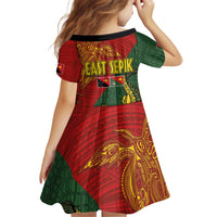 Sepik River Crocodile & Arts Festival Kid Short Sleeve Dress Bird-of-paradise Melanesian Tattoo