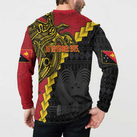 Papua New Guinea Independence Day Button Sweatshirt Bird-of-paradise Melanesian Tattoo LT03 - Polynesian Pride