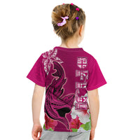 Polynesian Fiji Kid T Shirt Shark and Hibiscus Tapa Pattern Purple Version LT03 - Polynesian Pride