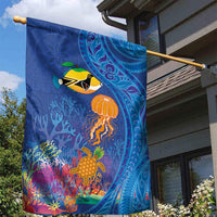 Hawaiian Funny Fruits Sea Animals Garden Flag Mango Reef Triggerfish and Pineapple Turtle and Mandarin Jellyfish LT03 - Polynesian Pride