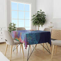 Fiji Day Tablecloth Coral Reef with Tapa Motifs and Hibiscus Ocean Vibe