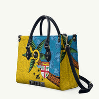 Malampa Fiji Day Leather Bag Tapa and Melanesian Patterns with Coat of Arms LT03 Multicolor - Polynesian Pride