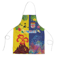 Malampa Fiji Day Apron Volcano and Coral Reef with Culture Patterns Split Style LT03 Multicolor - Polynesian Pride