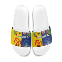 Malampa Fiji Day Slide Sandals Volcano and Coral Reef with Culture Patterns Split Style LT03 Multicolor - Polynesian Pride