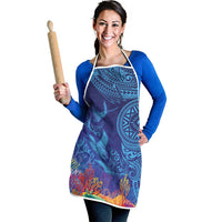 Fijian Tribal Manta Ray Apron Masi Motif with Coral Reef Ocean Vibe LT03 - Polynesian Pride