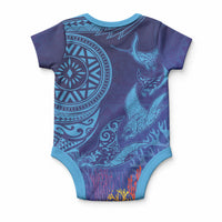 Fijian Tribal Manta Ray Baby Onesie Masi Motif with Coral Reef Ocean Vibe