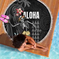 Hawaiian Halloween Skeleton Surfing Beach Blanket Polynesian Tribal Tattoo and Hawaiian Pattern LT03 - Polynesian Pride