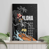 Hawaiian Halloween Skeleton Surfing Canvas Wall Art Polynesian Tribal Tattoo and Hawaiian Pattern LT03 - Polynesian Pride