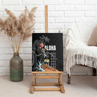 Hawaiian Halloween Skeleton Surfing Canvas Wall Art Polynesian Tribal Tattoo and Hawaiian Pattern LT03 - Polynesian Pride