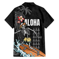 Hawaiian Halloween Skeleton Surfing Family Matching Long Sleeve Bodycon Dress and Hawaiian Shirt Polynesian Tribal Tattoo and Hawaiian Pattern LT03 - Polynesian Pride