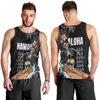 Hawaiian Halloween Skeleton Surfing Men Tank Top Polynesian Tribal Tattoo and Hawaiian Pattern LT03 - Polynesian Pride