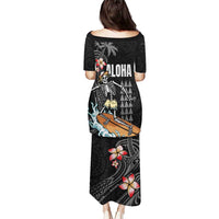 Hawaiian Halloween Skeleton Surfing Puletasi Polynesian Tribal Tattoo and Hawaiian Pattern LT03 - Polynesian Pride