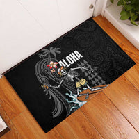 Hawaiian Halloween Skeleton Surfing Rubber Doormat Polynesian Tribal Tattoo and Hawaiian Pattern LT03 - Polynesian Pride