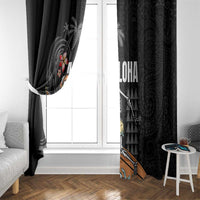 Hawaiian Halloween Skeleton Surfing Window Curtain Polynesian Tribal Tattoo and Hawaiian Pattern LT03 - Polynesian Pride