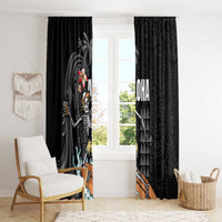 Hawaiian Halloween Skeleton Surfing Window Curtain Polynesian Tribal Tattoo and Hawaiian Pattern LT03 - Polynesian Pride