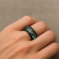 Traditional Samoan Tattoo Art Green Color Spinner Ring - Polynesian Pride