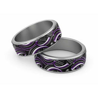 Traditional Samoan Tattoo Art Purple Color Classic Ring LT03 Sliver Purple - Polynesian Pride