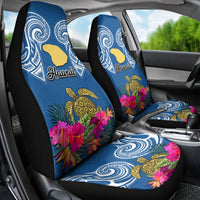 Hawaii Lanai Island Car Seat Cover Hibiscus Turle and Map with Polynesian Spiral LT03 - Polynesian Pride