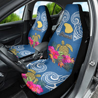 Hawaii Lanai Island Car Seat Cover Hibiscus Turle and Map with Polynesian Spiral LT03 - Polynesian Pride