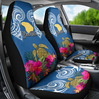 Custom Hawaii Lanai Island Car Seat Cover Hibiscus Turle and Map with Polynesian Spiral LT03 - Polynesian Pride