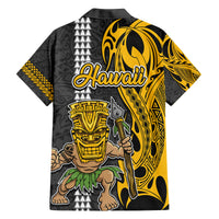 Hawaii Lanai Island Family Matching Off Shoulder Maxi Dress and Hawaiian Shirt Hawaiian Warrior and Kakau Symbols Abstract Tattoo LT03 - Polynesian Pride