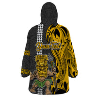 Custom Hawaii Lanai Island Wearable Blanket Hoodie Hawaiian Warrior and Kakau Symbols Abstract Tattoo LT03 - Polynesian Pride