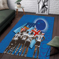 Fiji Rugby Sevens Area Rug Commemorate Gold Medal - Rio de Janeiro 2016 LT03 Blue - Polynesian Pride