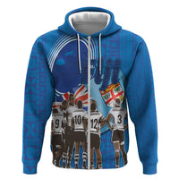 Fiji Rugby Sevens Hoodie Commemorate Gold Medal - Rio de Janeiro 2016 LT03 Zip Hoodie Blue - Polynesian Pride