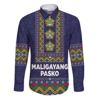 Philippines Merry Christmas Family Matching Off The Shoulder Long Sleeve Dress and Hawaiian Shirt Maligayang Pasko with Parol and Xmas Pattern Barong Style