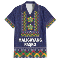 Philippines Merry Christmas Family Matching Short Sleeve Bodycon Dress and Hawaiian Shirt Maligayang Pasko with Parol and Xmas Pattern Barong Style